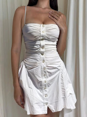 Ruched Button-Front Summer Dress OutfitFlow