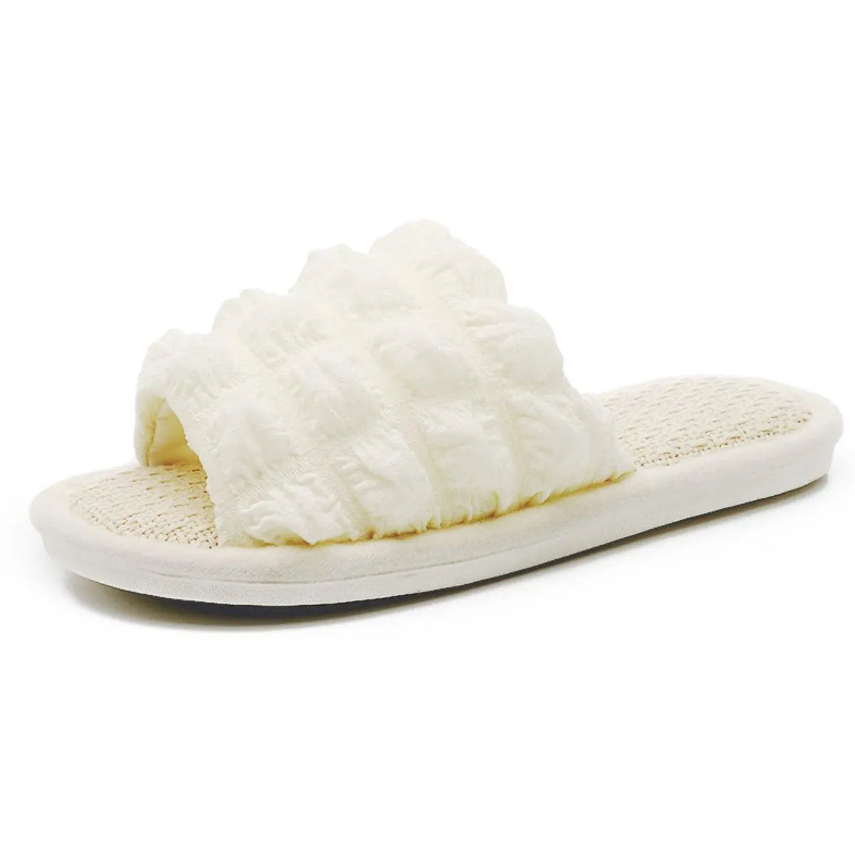 Open Toe Flats Slippers White OutfitFlow