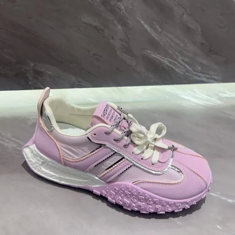 Round Toe Flats Athletic Purple OutfitFlow