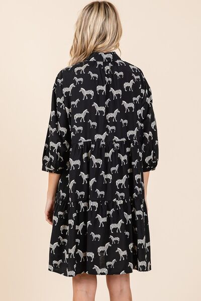 Mittoshop Zebra Print Button Down Shirt Mini Dress OutfitFlow