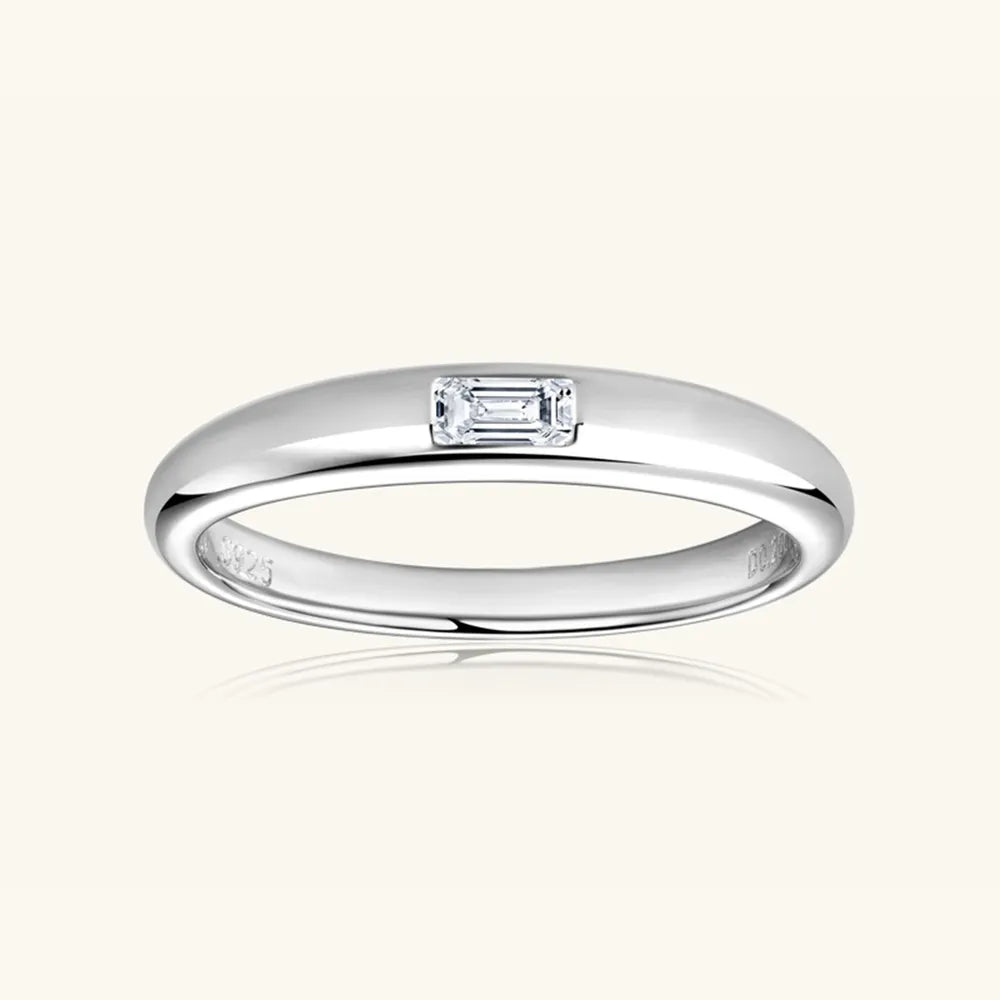 925 Sterling Silver Inlaid Moissanite Ring OutfitFlow