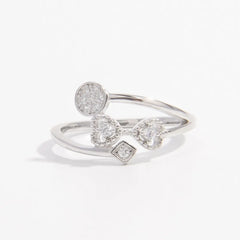 925 Sterling Silver Inlaid Zircon Ring Silver OutfitFlow