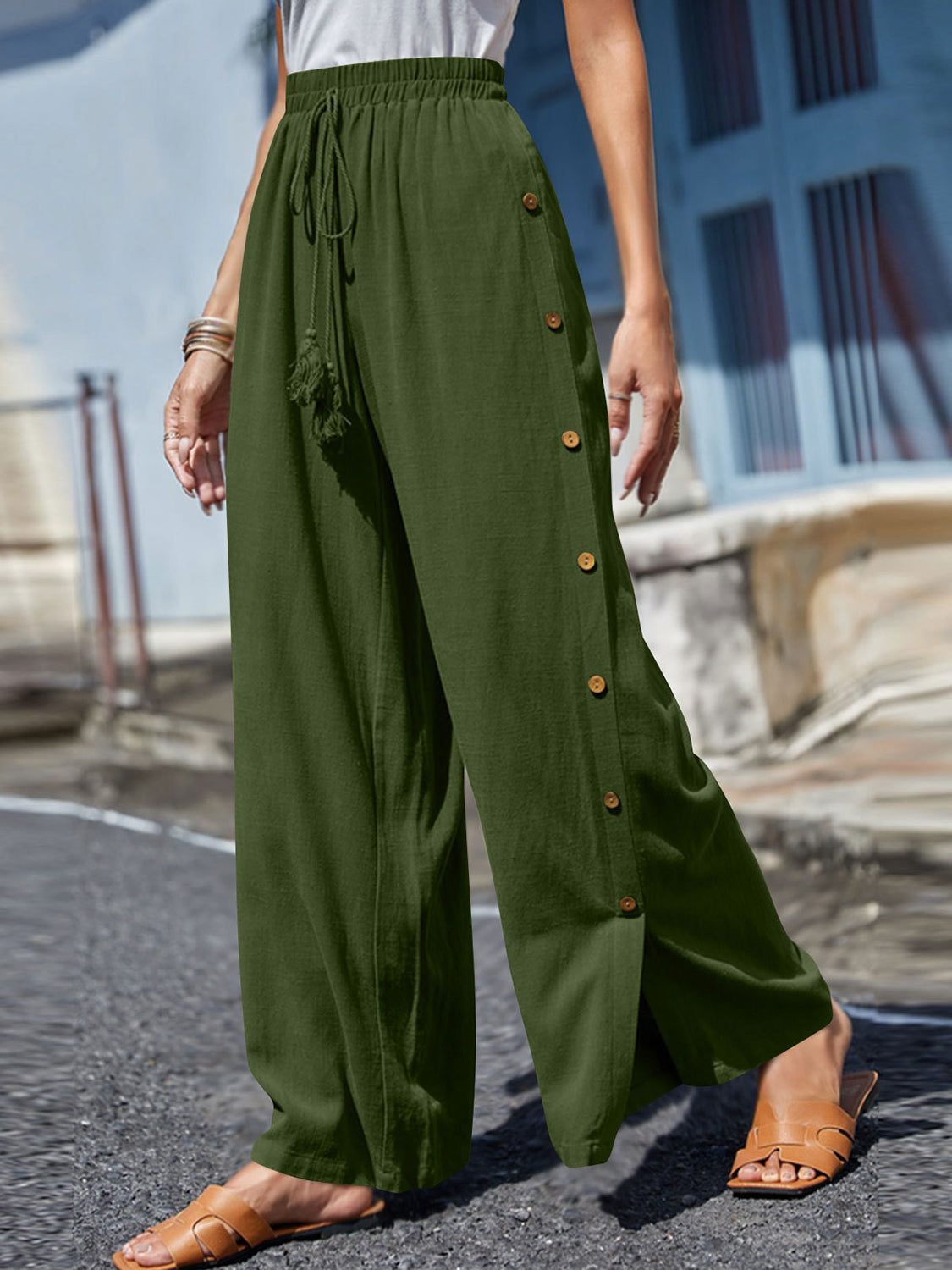 Outfit Flow - Full Size Tassel Wide Leg Pants