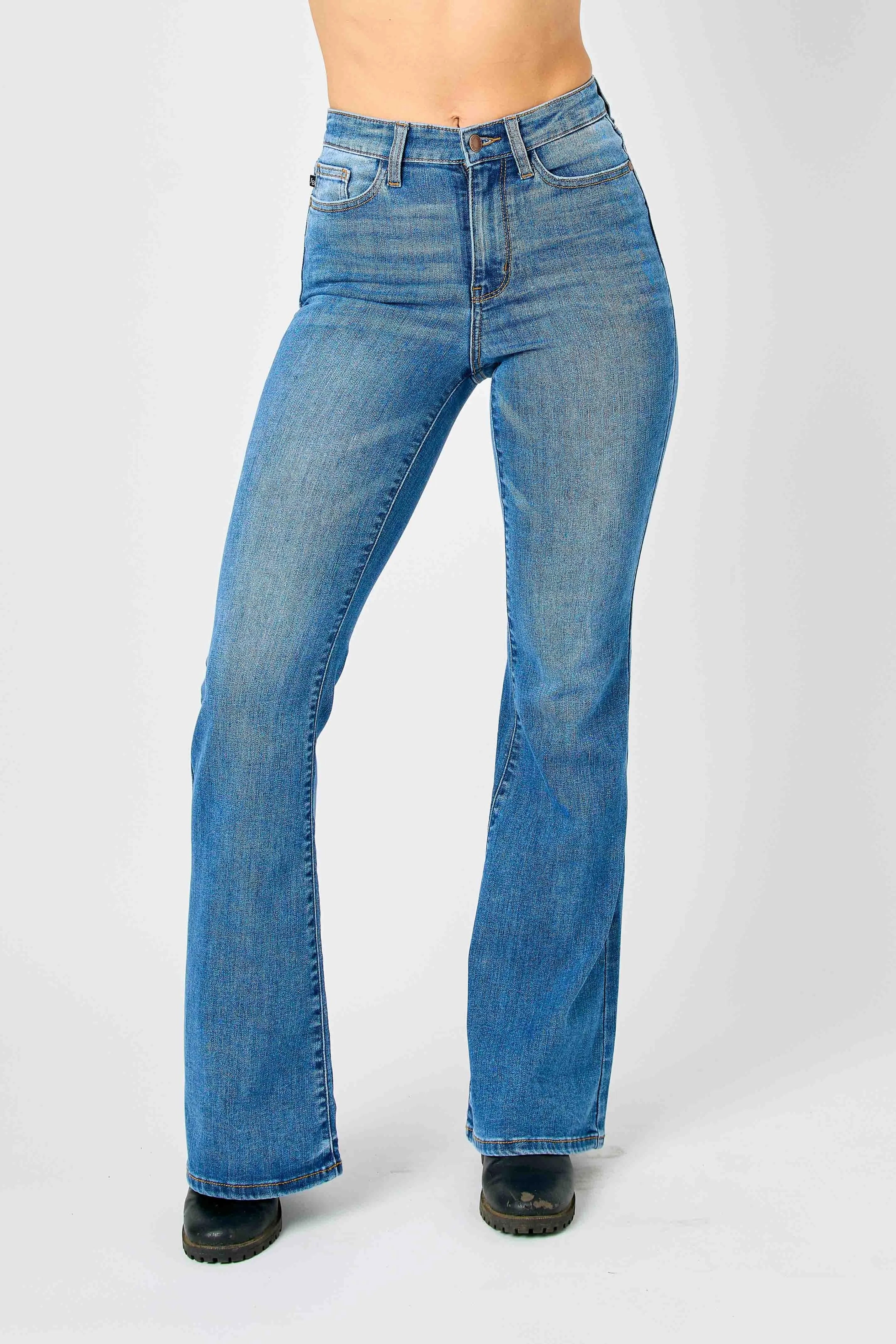 Judy Blue Full Size Hw Classic Flare Jeans Plus Size OutfitFlow