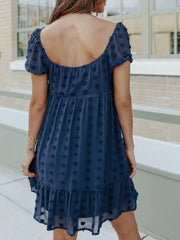 Swiss Dot Square Neck Mini Dress OutfitFlow