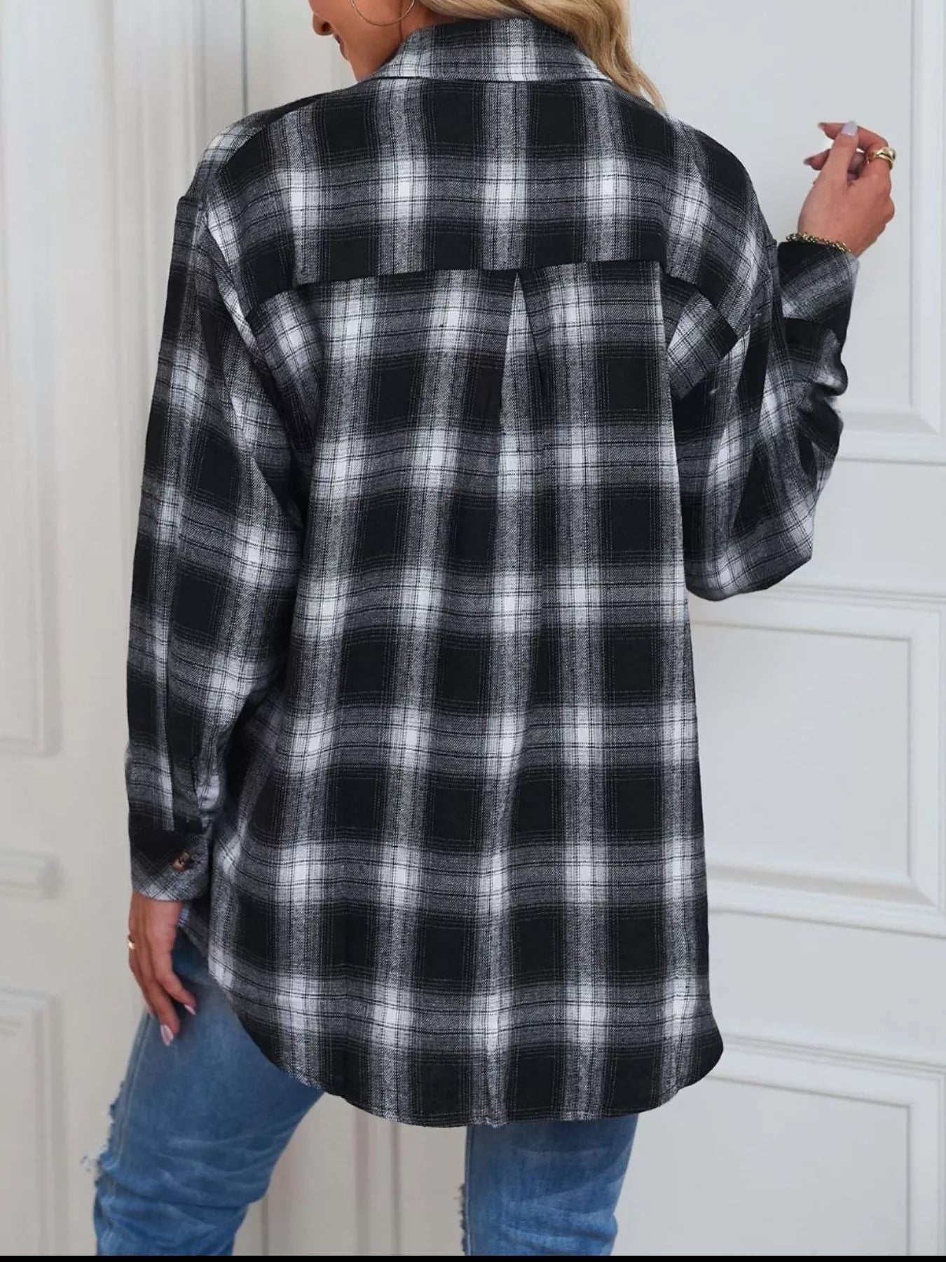 Casual Plaid Button Up Shirt Trendsi