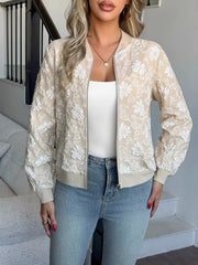 Floral Lightweight Zip Up Jacket Trendsi