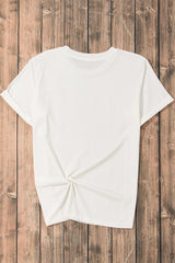 Pumpkin Round Neck Short Sleeve T-Shirt OutfitFlow
