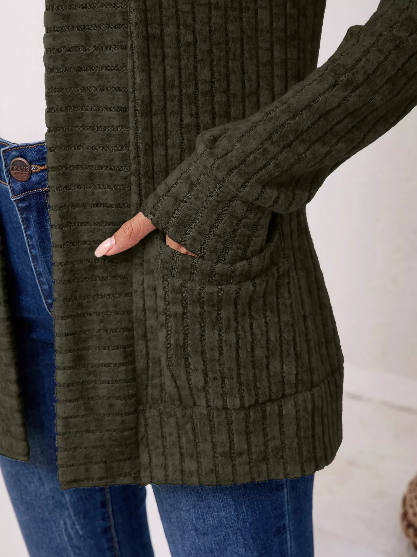 Casual Knit Open Front Cardigan OutfitFlow
