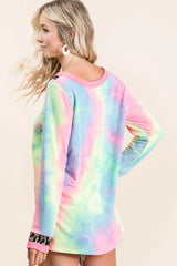 BiBi Tie Dye Terry V-Neck Top OutfitFlow