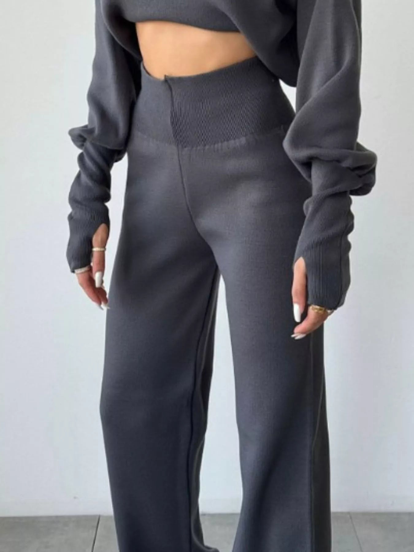 Turtleneck Long Sleeve Top & Pants Set OutfitFlow