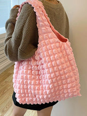 Textured Ruched Shoulder Bag OutfitFlow