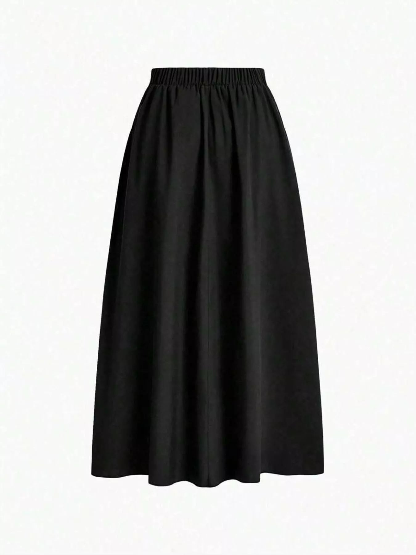 Elastic Waist Pleated Detail Skirt OutfitFlow