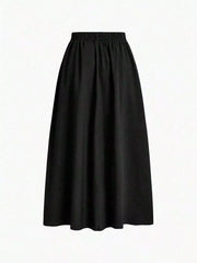 Elastic Waist Pleated Detail Skirt OutfitFlow