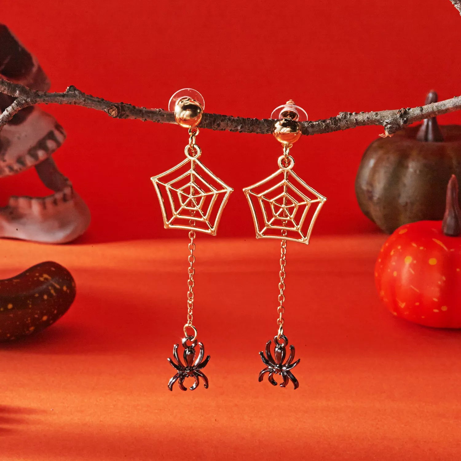 18K Gold-Plated Spider Drop Earrings OutfitFlow