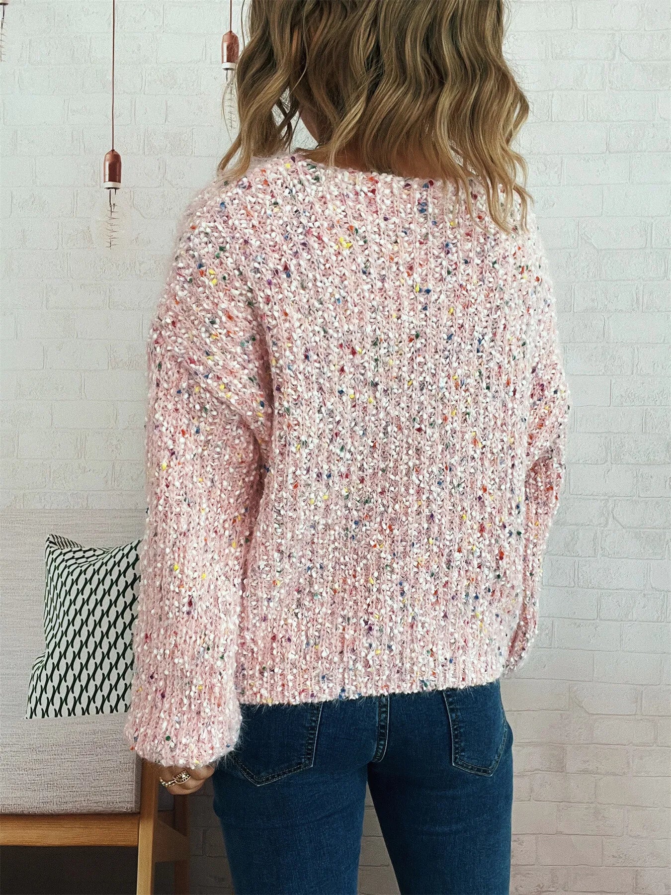 Colorful Long Sleeve Sweater Trendsi