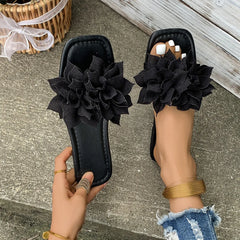 Open Toe Flats Sandals Black OutfitFlow