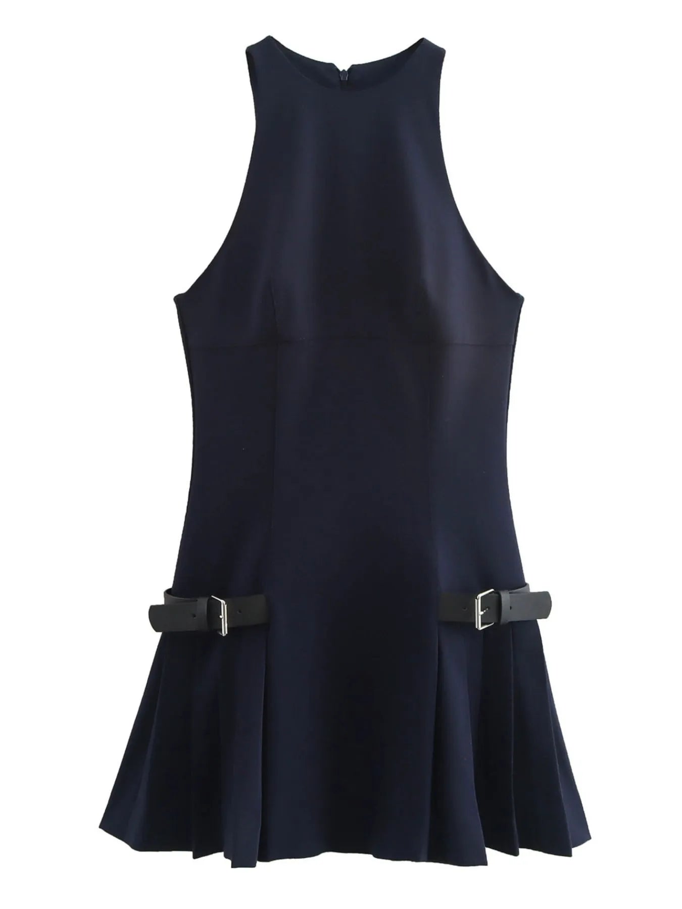 Sleeveless Halter Neck Mini Dress OutfitFlow