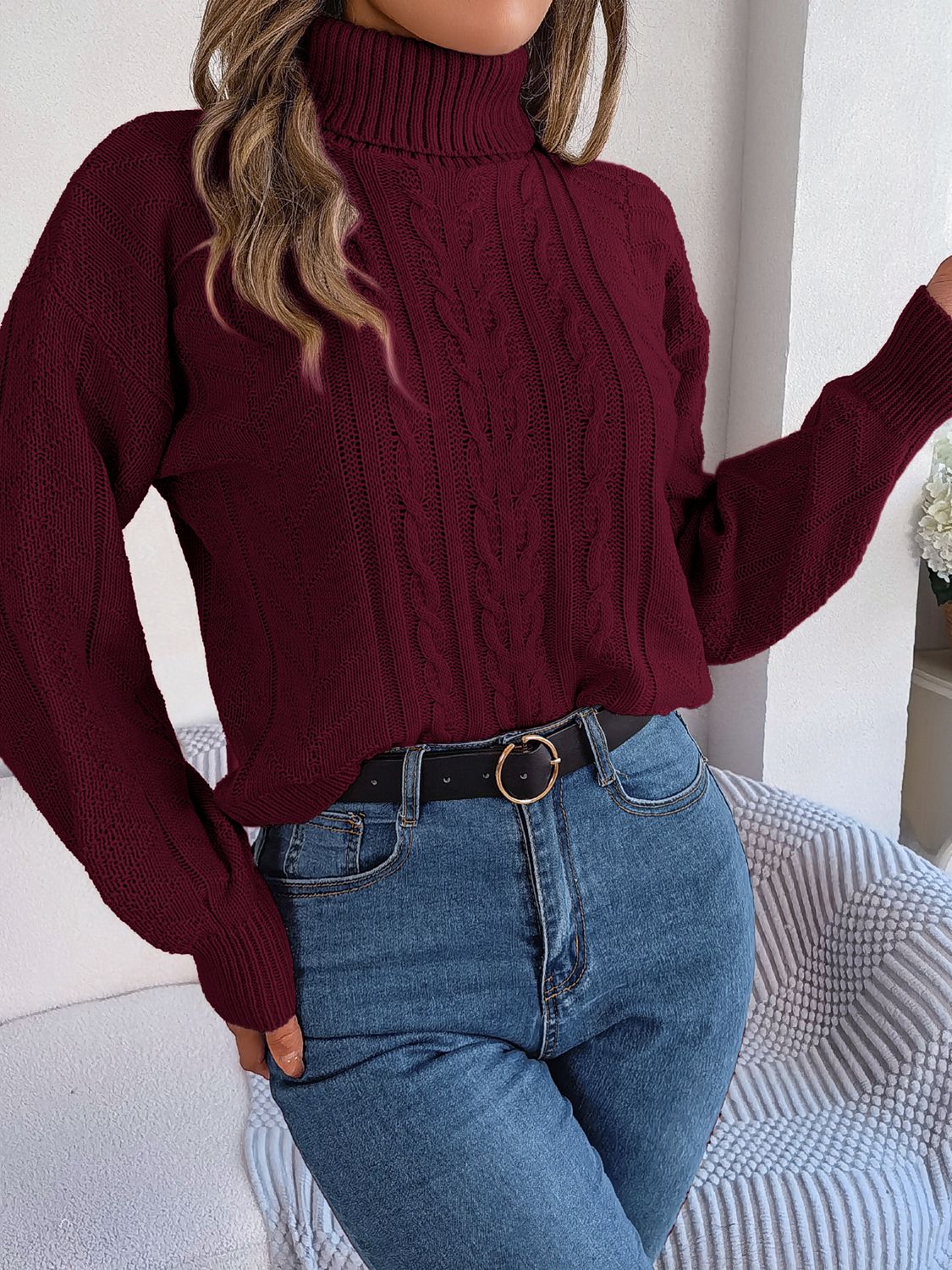 Cable-Knit Turtleneck Sweater OutfitFlow