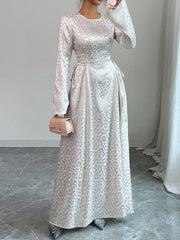 Leopard Lace Up Long Sleeve Maxi Dress OutfitFlow