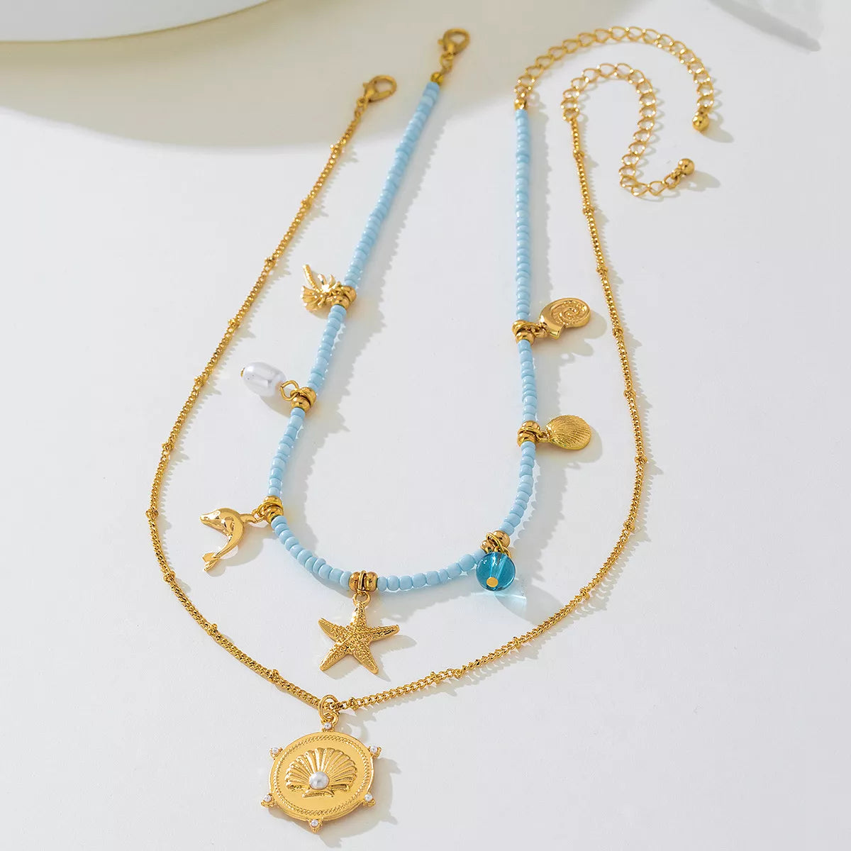 2-Piece Beaded Charm Necklace with Pendant OutfitFlow