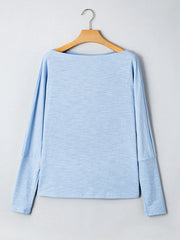Solid Color Batwing Long Sleeve Top OutfitFlow