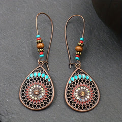 Alloy Oil Drip Beaded Teardrop Earrings OutfitFlow