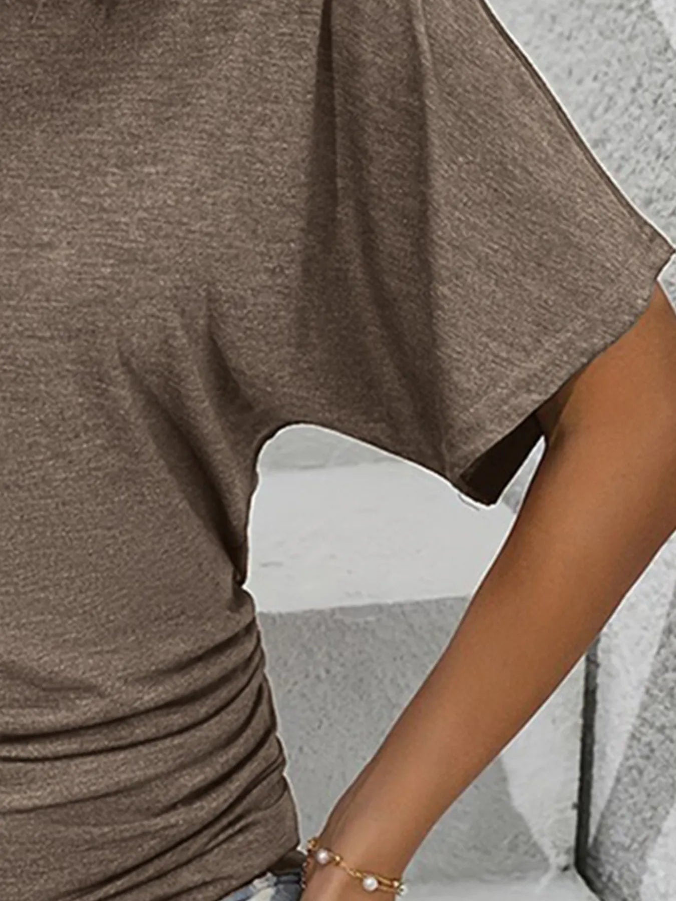 Ruched Side Round Neck T-Shirt OutfitFlow