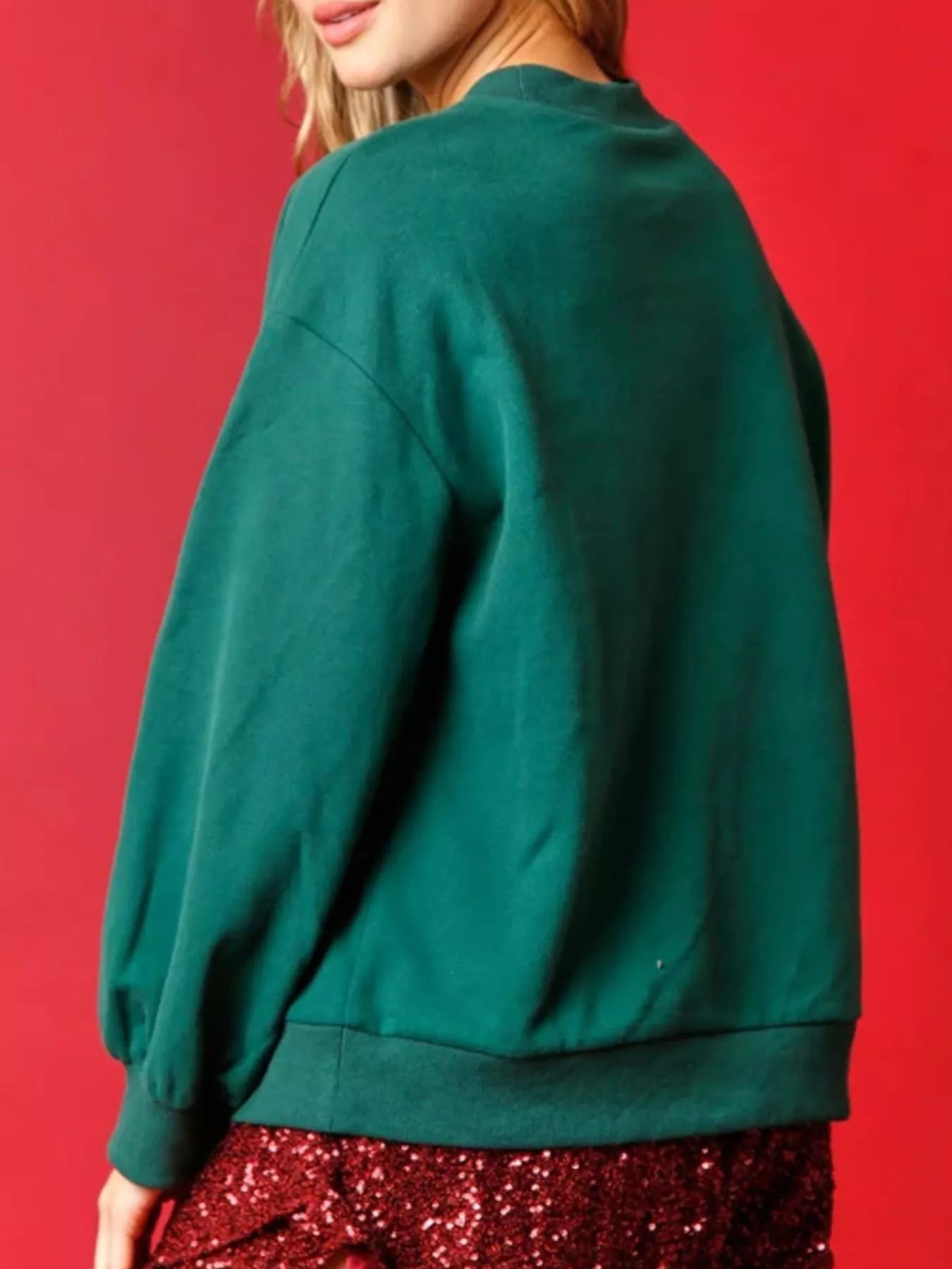 Christmas Sequin Round Neck Sweatshirt OutfitFlow