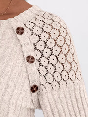 Ribbed Knit T-Shirt with Lace Shoulder Detail OutfitFlow