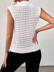 Hollow Out Round Neck Knit Tank OutfitFlow