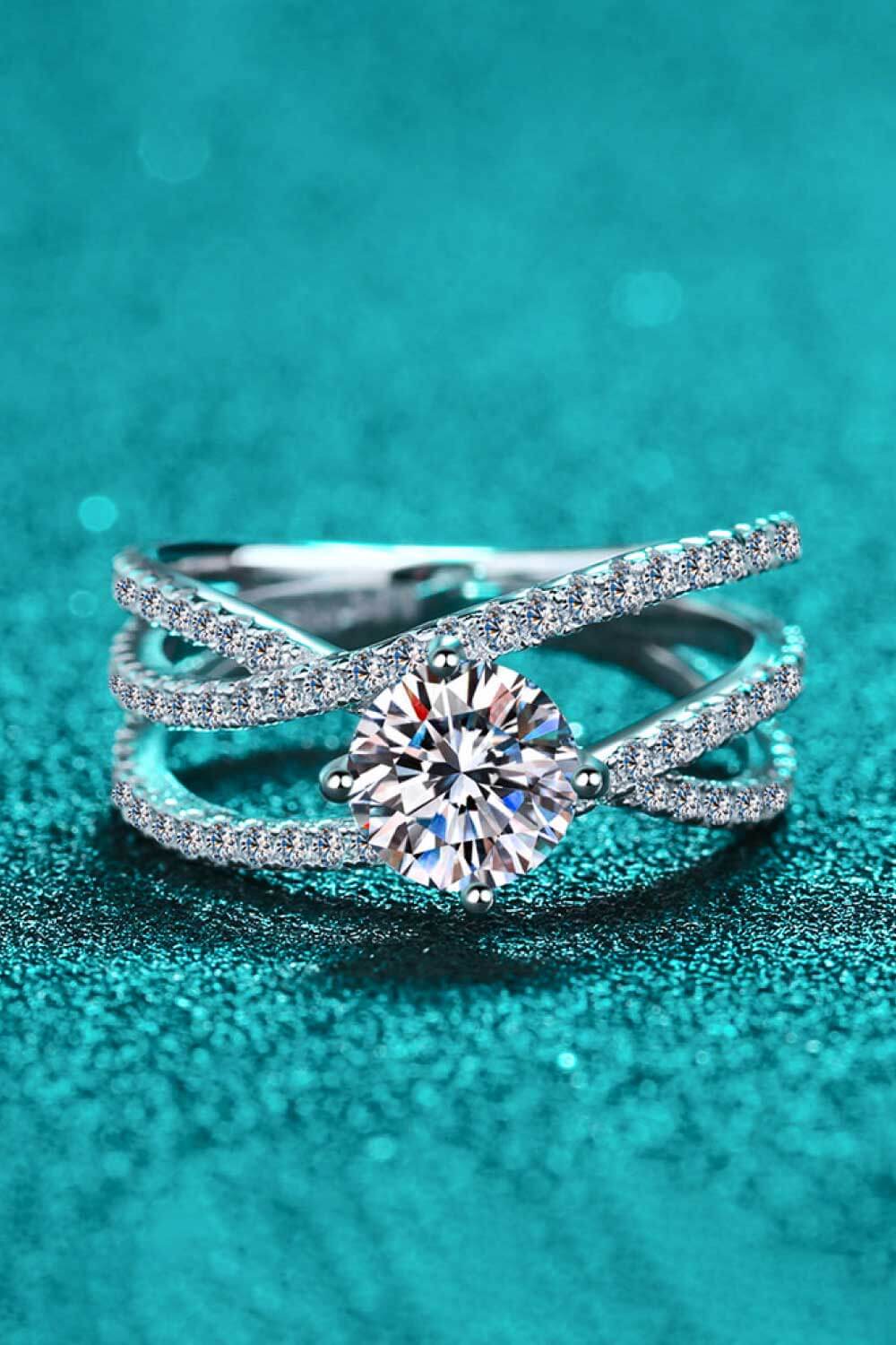 1 Carat Moissanite Crisscross Ring OutfitFlow