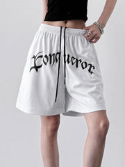 Drawstring Letter Shorts OutfitFlow
