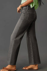 High-Waisted Wide-Leg Vintage Wash Jeans OutfitFlow