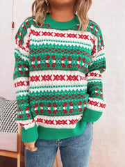 Round Neck Dropped Shoulder Sweater OutfitFlow
