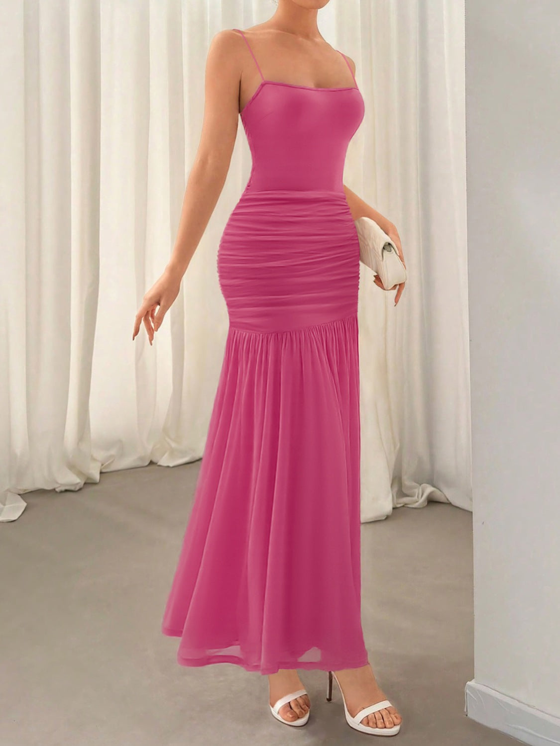 Ruched Maxi Cami Dress OutfitFlow