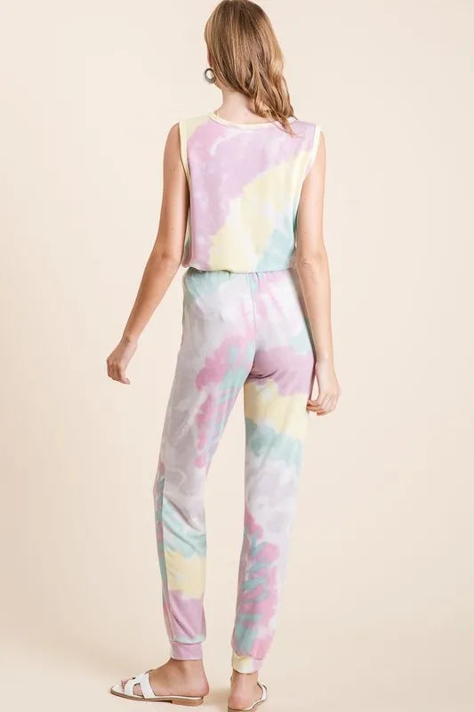 BiBi Tie Dye French Terry Casual Pants OutfitFlow