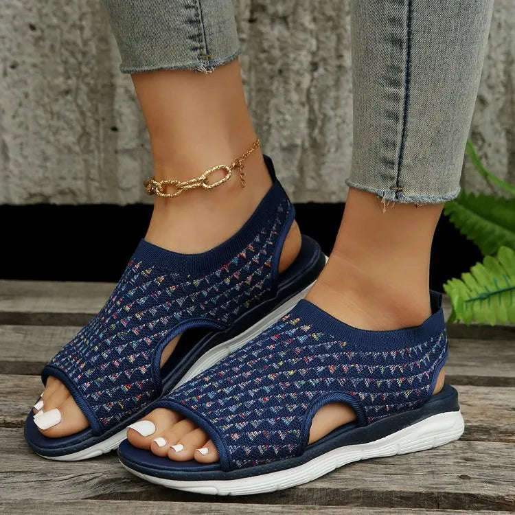 Open Toe Platform Sandals Navy OutfitFlow