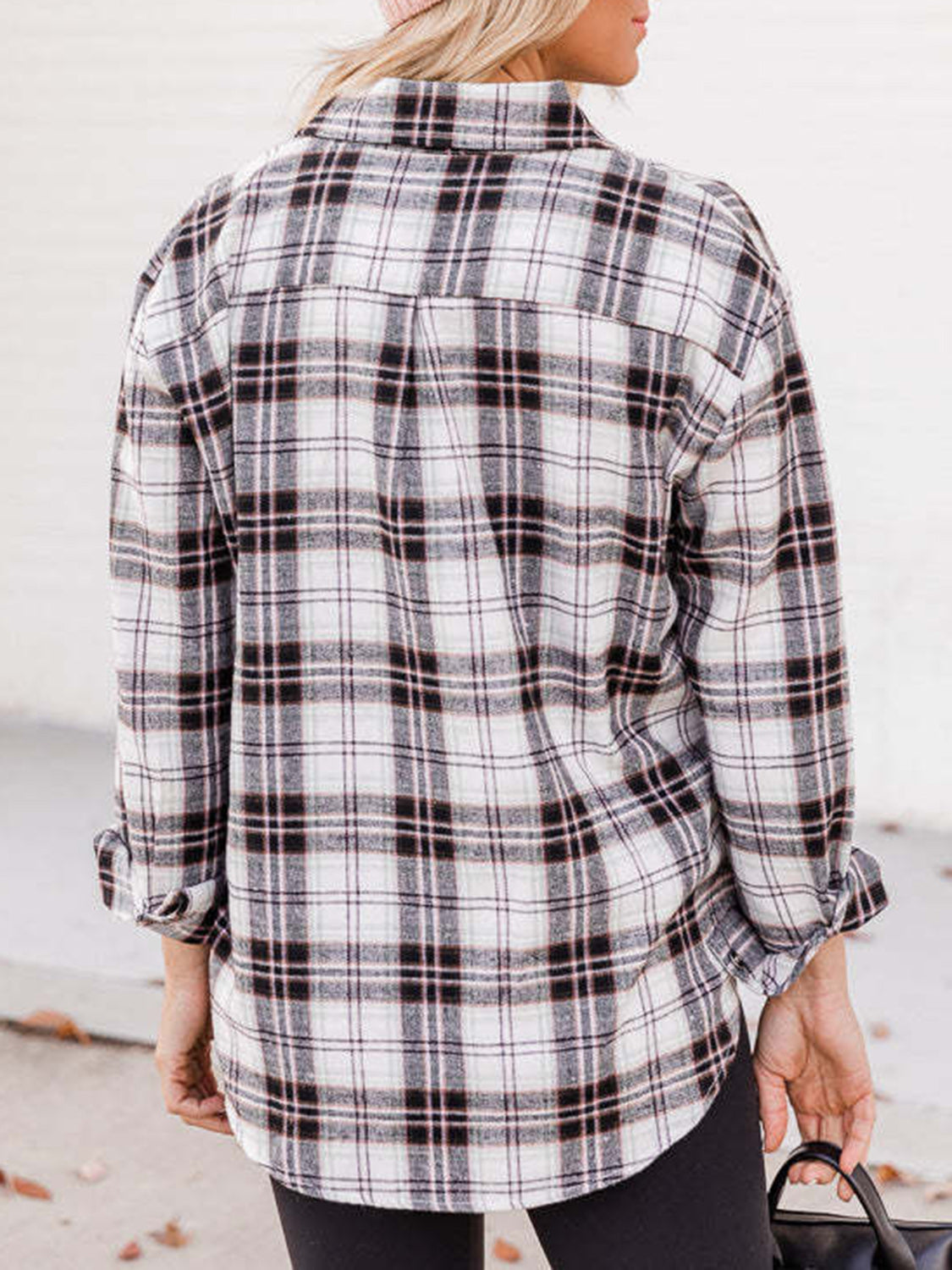 Outfit Flow - Plaid Collared Neck Long Sleeve Shirt