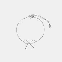 Titanium Steel Bow Bracelet Silver One Size OutfitFlow