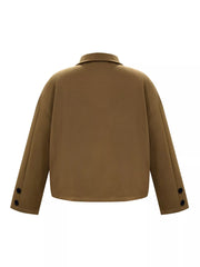Plus Size Button-Down Cropped Outerwear OutfitFlow