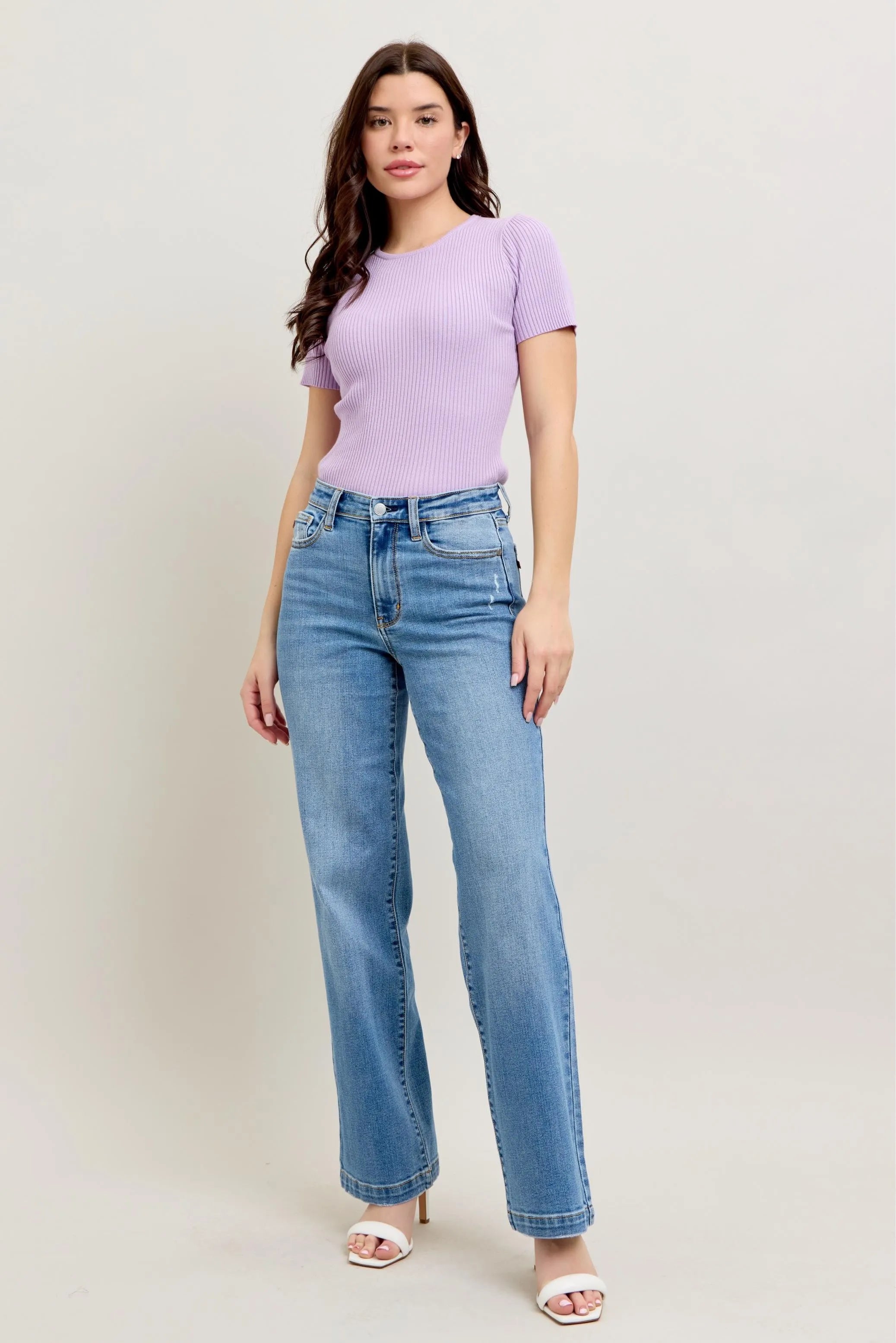 Judy Blue Full Size High Waist Straight Jeans Plus Size OutfitFlow