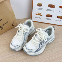 Contrast Letter Lace Up Athletic Shoes Light Gray OutfitFlow