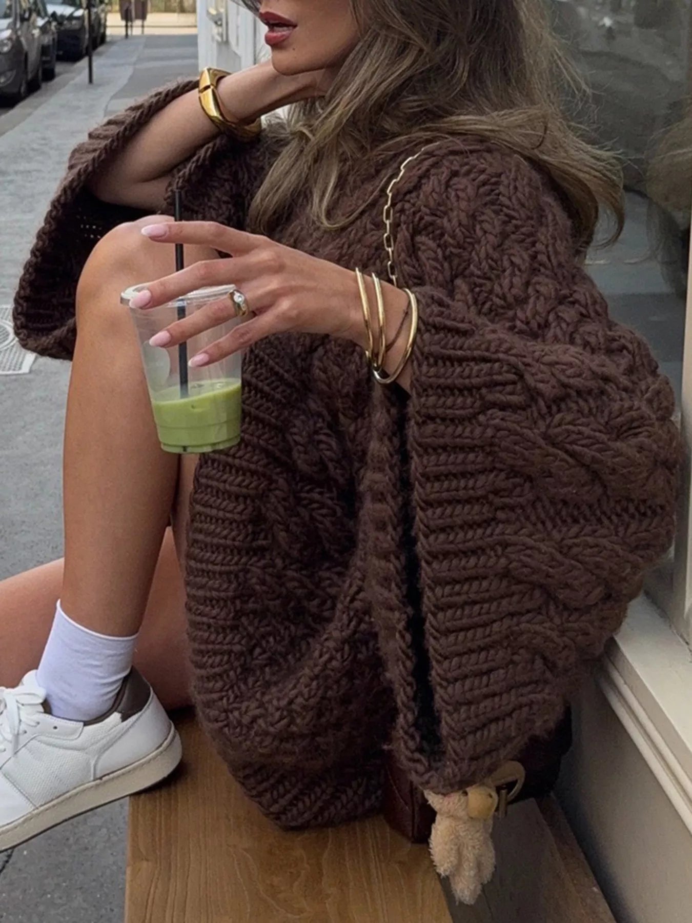 Cable Knit Round Neck Sweater OutfitFlow