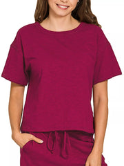 Zenana Cotton Slub Short Sleeve Tee and Pants Set OutfitFlow