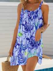 Full Size Printed Scoop Neck Mini Cami Dress Plus Size Blue OutfitFlow