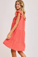 Umgee Full Size Johnny Collar Ruffle Cap Sleeve Tiered Dress Plus Size OutfitFlow