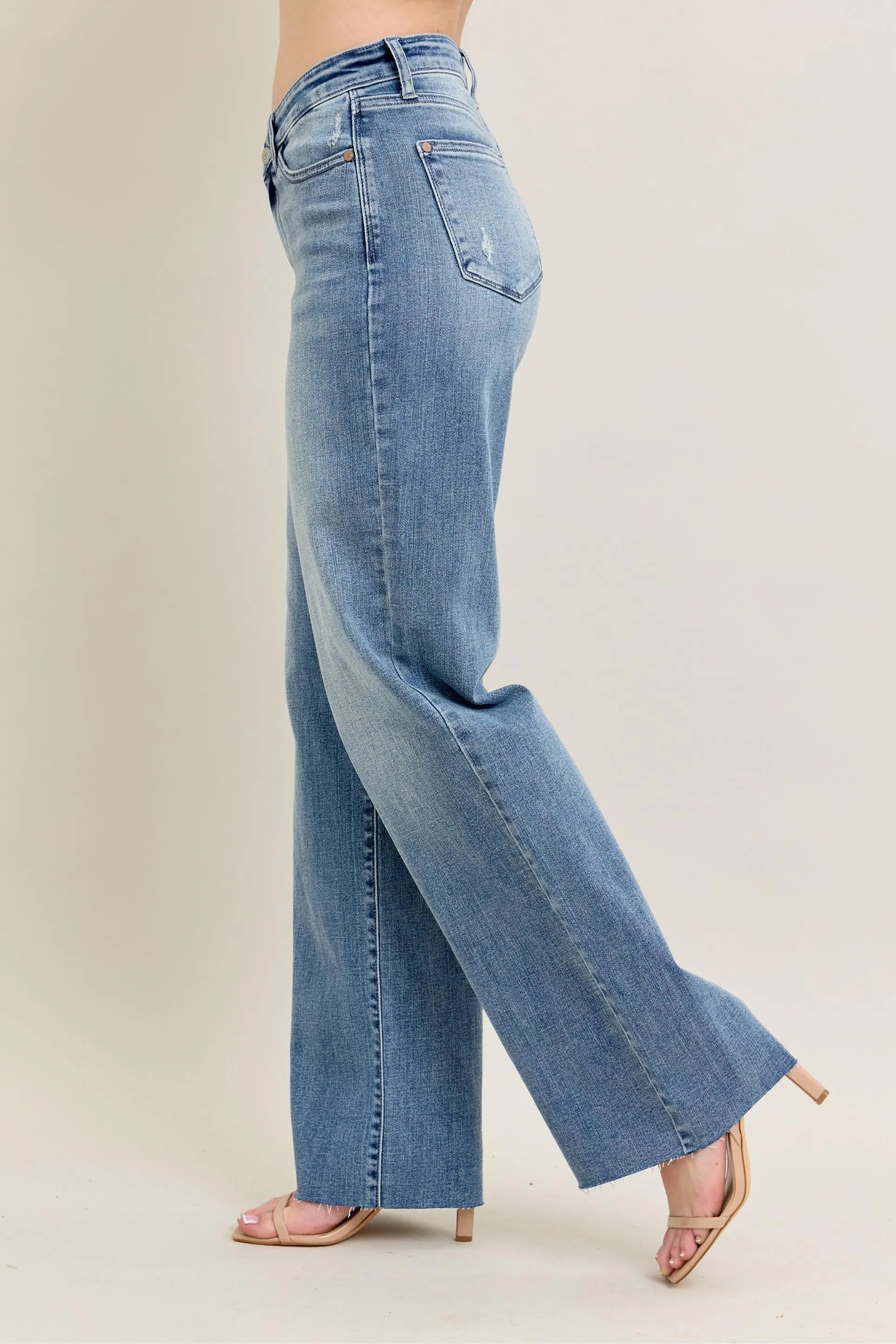 Judy Blue Full Size V - Front Baggy Jeans Plus Size OutfitFlow