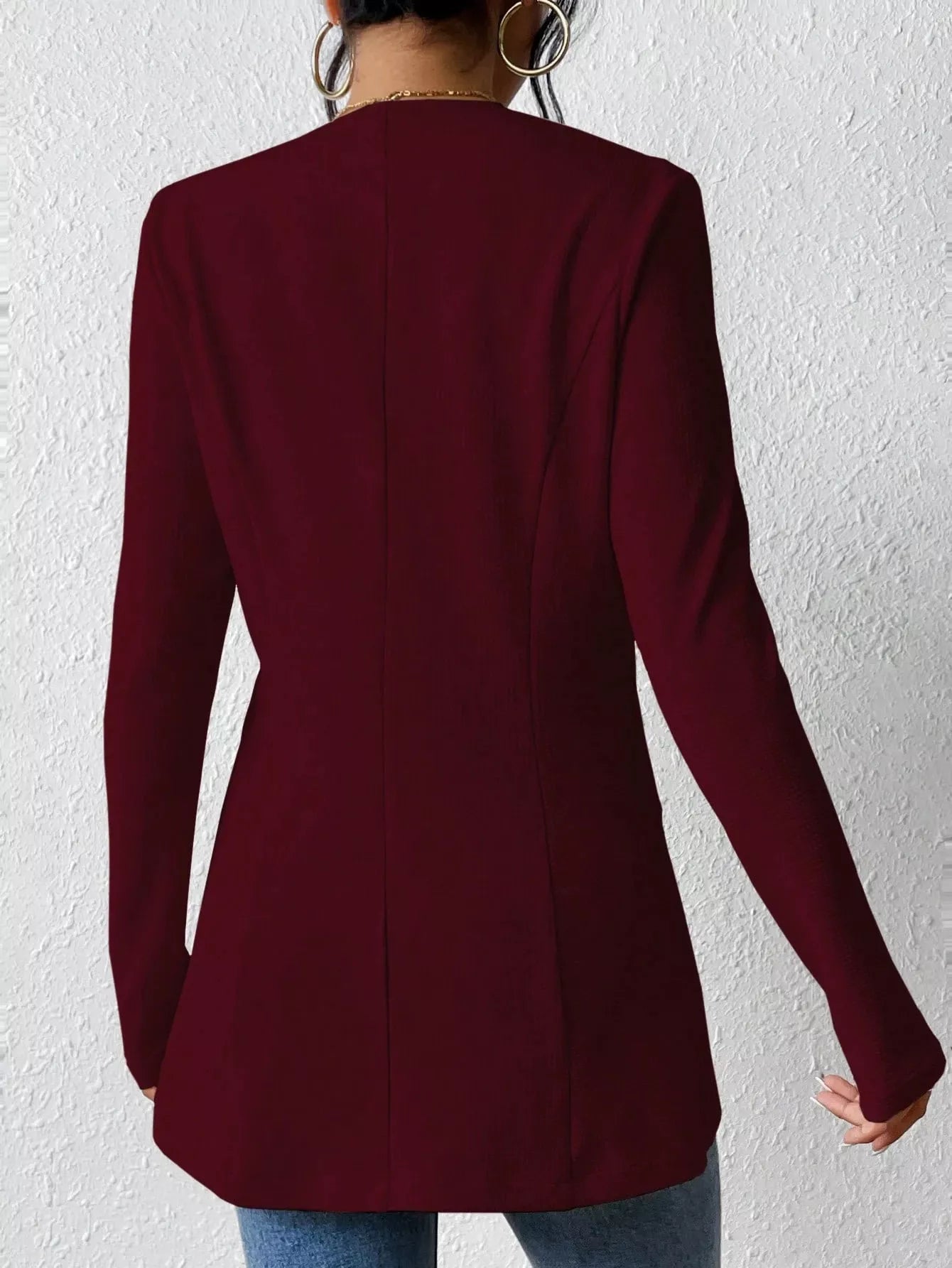 One Button Long Sleeve Blazer OutfitFlow