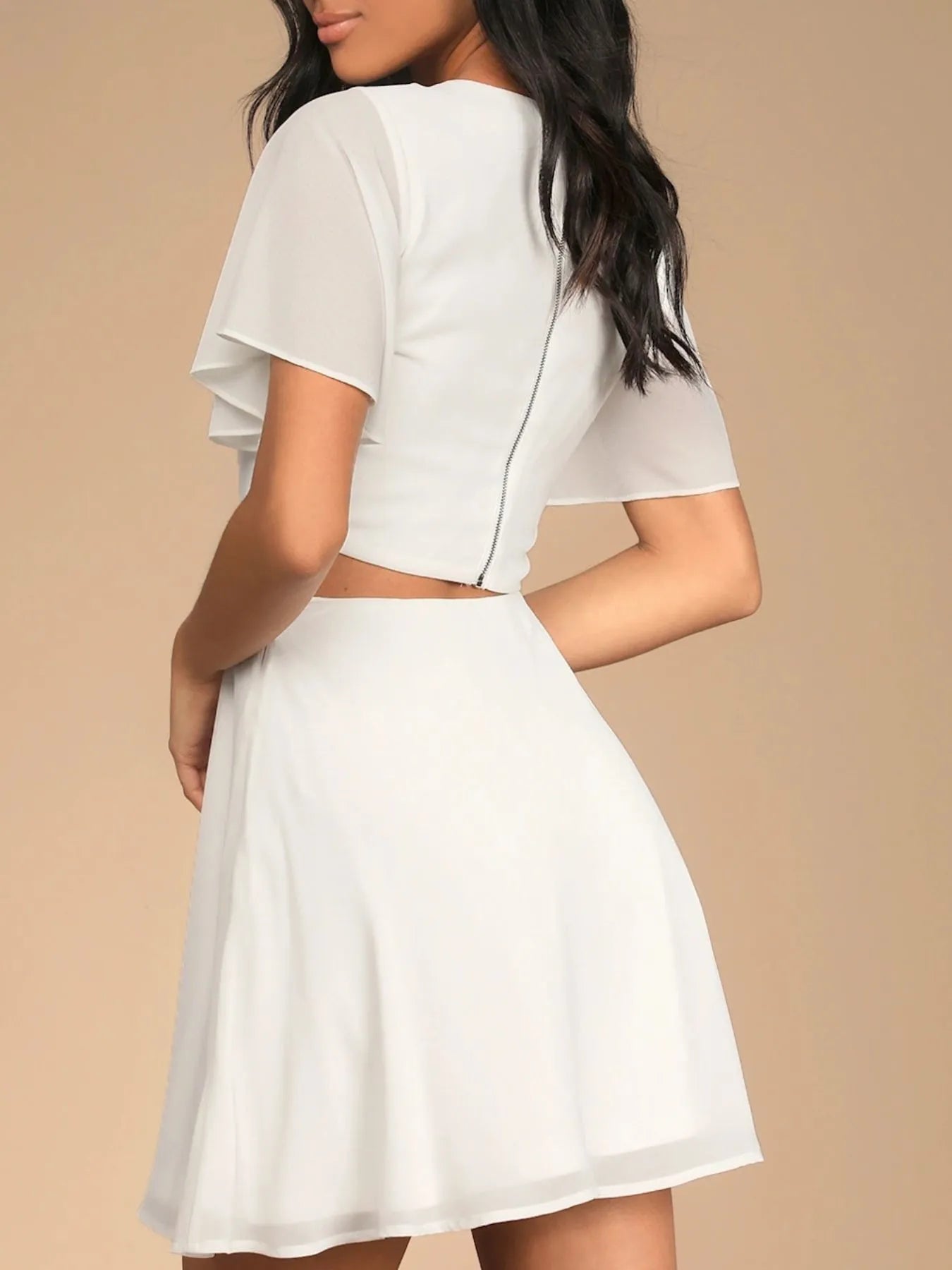 Cut-Out Flutter Sleeve Mini Dress OutfitFlow